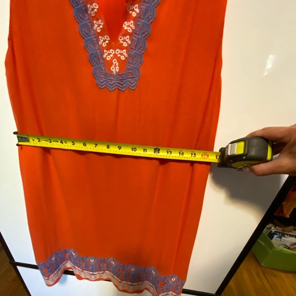 Orange Embroidered Boho Lined Summer Dress for work and play - Picture 8 of 13